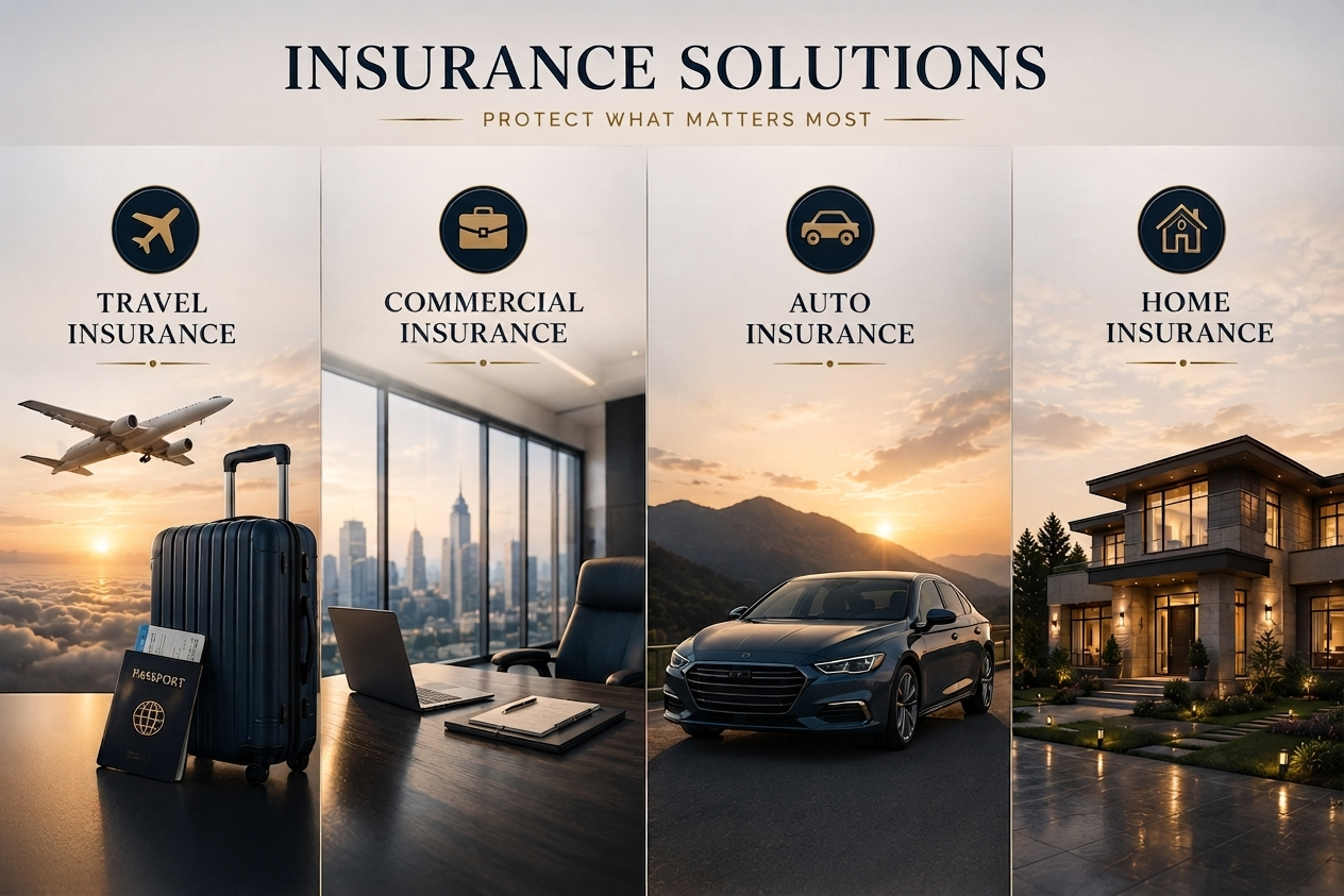 Auto, home, business and travel insurance options guided toward the right protection